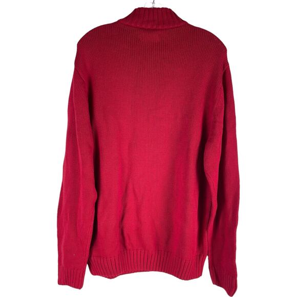Chaps 1/4 Zip Lodge Snowflakes Pullover Sweater Cabin Red Size L - Picture 7 of 10